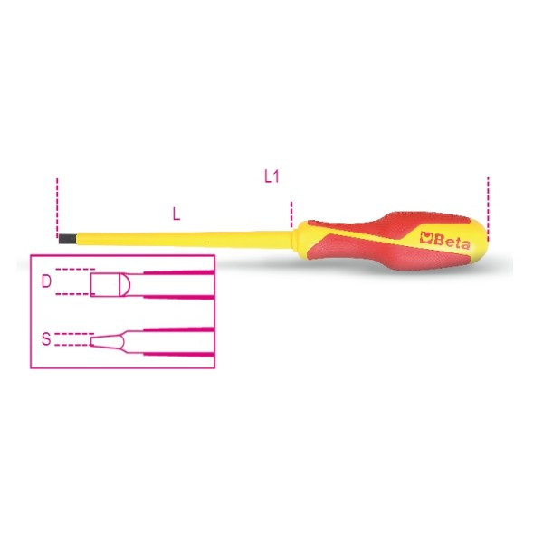 tournevis - tournevis-a-lame-fraisee-pour-vis-a-fente-isole-1000v - 1274MQ - beta-tools - Tinsal - Algérie